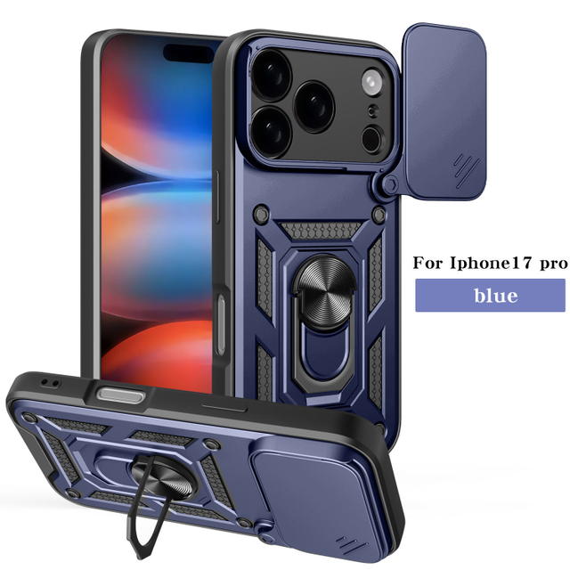 Factory Supplier 2-in-1 Magnetic Phone Case for iPhone 17 16 15 14 Pro Max Plus Offers Camera Protection Ring Stand Features
