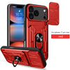 Chic Shockproof Anti-Fingerprint Lens Protection Slot Holder Cases Stock Ring Kickstand Back Cover Hard PC TPU Mobile Phone Case