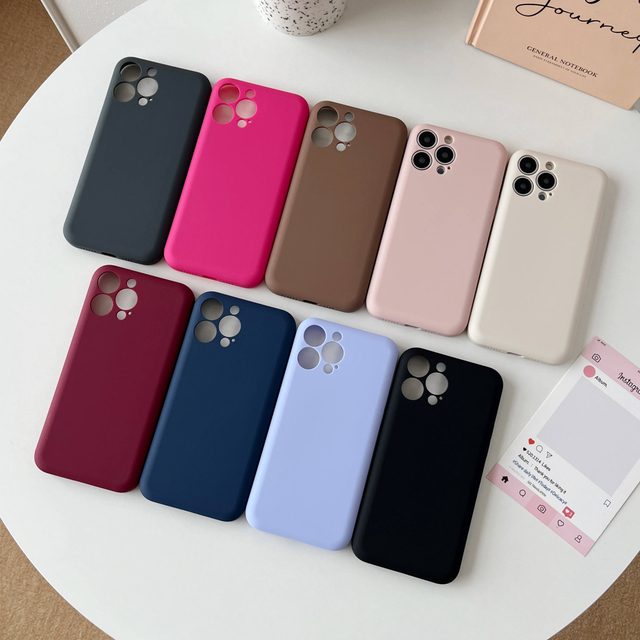Glossy Finish Shockproof TPU Protector Cover Case for 11/12/13/14/15/16 Pro MAX 9 Colors Pure Color Design