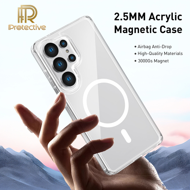 New Design 2.5mm Acrylic Magnetic Phone Case for 17 Pro Max Transparent Slim Fit Shockproof Anti-Yellowing Fashion Simple