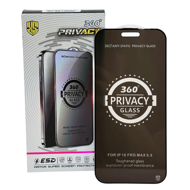 Factory Direct Anti-Static ESD Tempered Glass 360 Privacy Anti-Fingerprint Dirt-resistant Screen Protector for 17/16