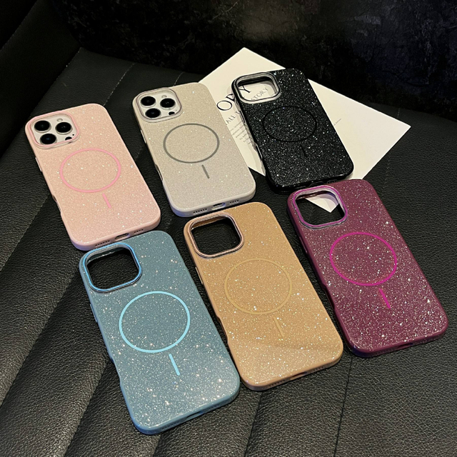 Fashion Glitter Wireless Charging Mobile Phone Cover for iPhone 17 Pro Max 16 15 Phone Accessory