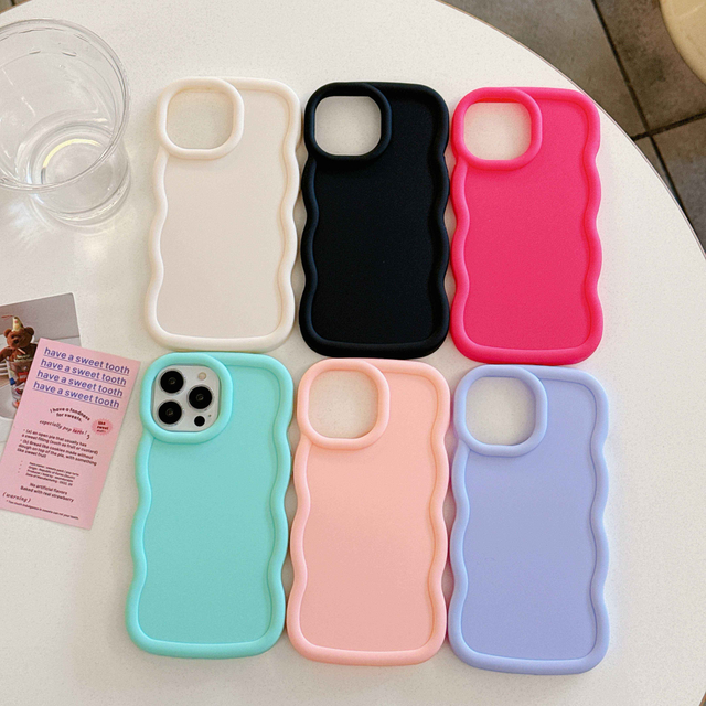 Simple Wave Design Wavy Frame Soft TPU Aesthetic Phone Case for iPhone 11 12 13 14 15 16 Mobile Phone Cases