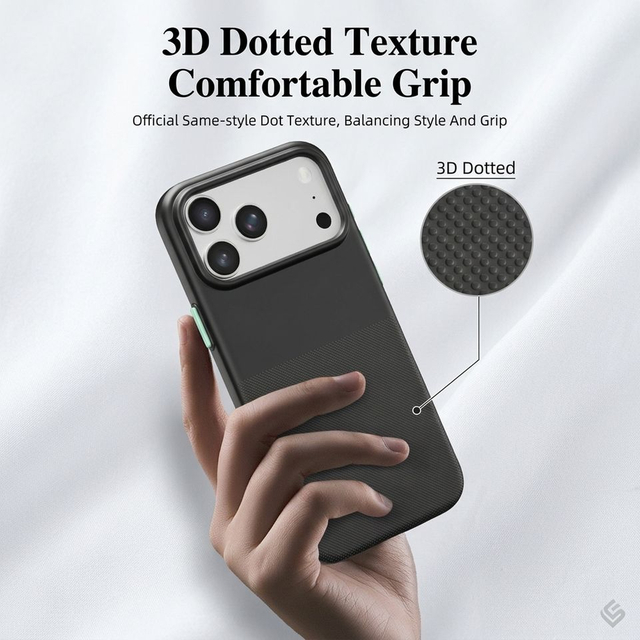 Official Dotted TPU Magnetic Case for 17 Pro Max-Shockproof Wireless Charge Luxury Moblie Phone Cover with Velvet Lining