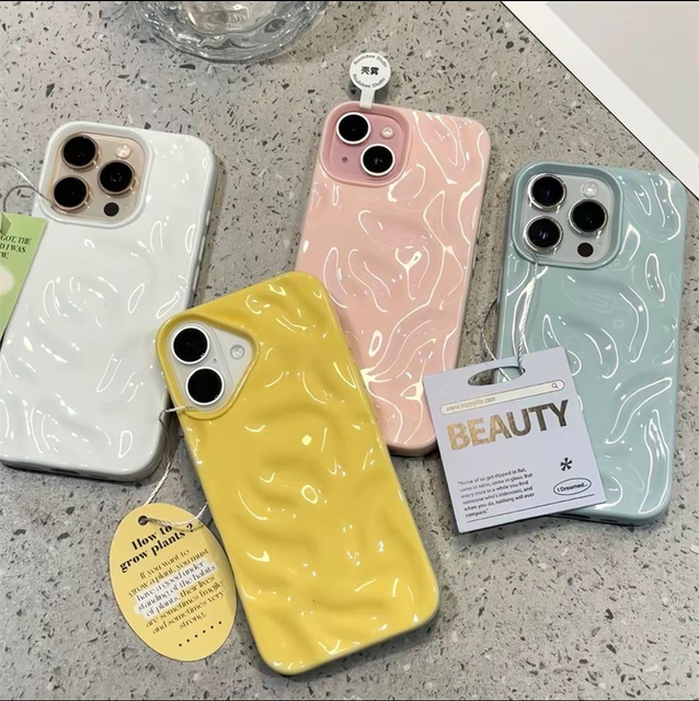 South Korean-Style Solid Lemon Yellow Cherry Blossom Pink Gentle Meteorite Pattern TPU Phone Case for iPhone