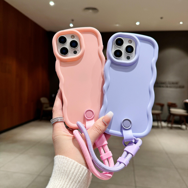 Colorful Lanyard Mobile Phone Cases for 17promax 17Air 16 15 14 13 Promax-Shockproof TPU Anti-Loss Fashion
