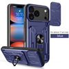 High Quality Armor Design TPU+PC Card Holder Shockproof Lens Protection Magnetic Kickstand Phone Case for