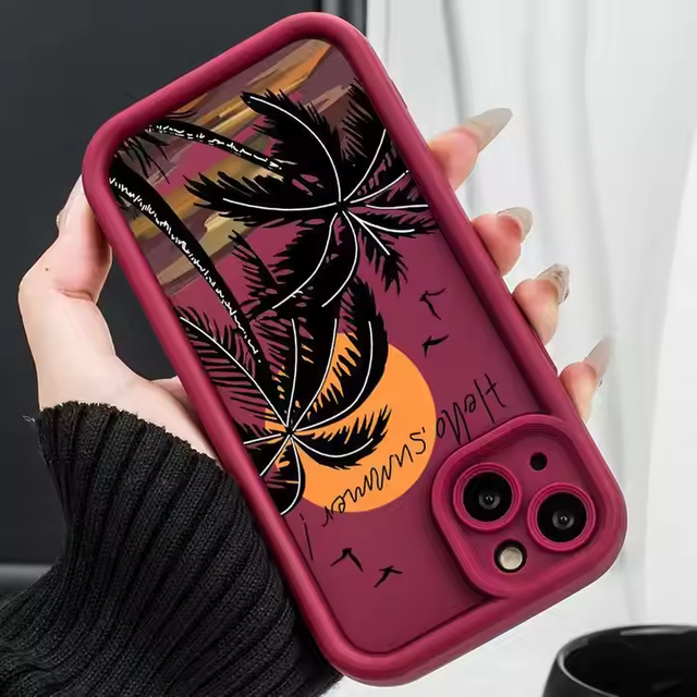 New Sunset Coconut Trees Customized Design TPU Soft Phone Cover for iPhone Xiaomi Redmi Huawei Infinix Tecno Wholesale Price