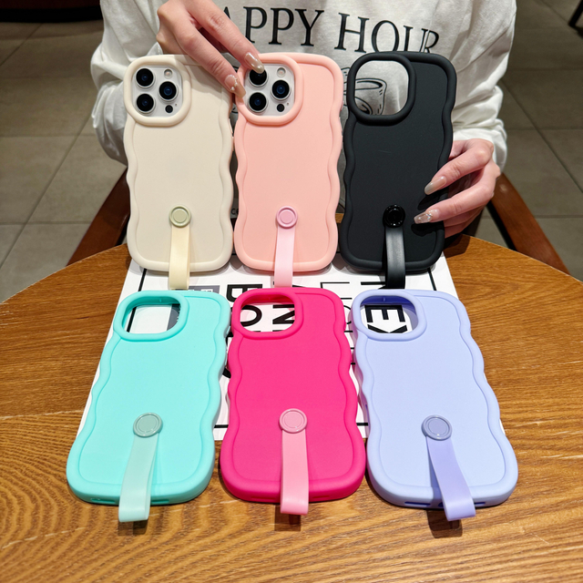 Macaron Color Palette Fashion Lanyard Wristband Phone Case TPU Shockproof for iPhone 17Air 17 16 15 14 13 Promax