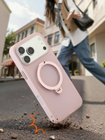 Magnetic Luxury Slim Case with Integrated Stand Soft Touch Anti-Fingerprint Shockproof TPU/PC Cover for 17/16/15 Pro Max