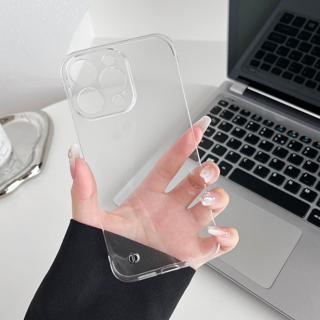 Transparent Shockproof Hard PC Protector Cover for 16 Pro Max/15/14/13 Frameless Thin Mobile Phone Case