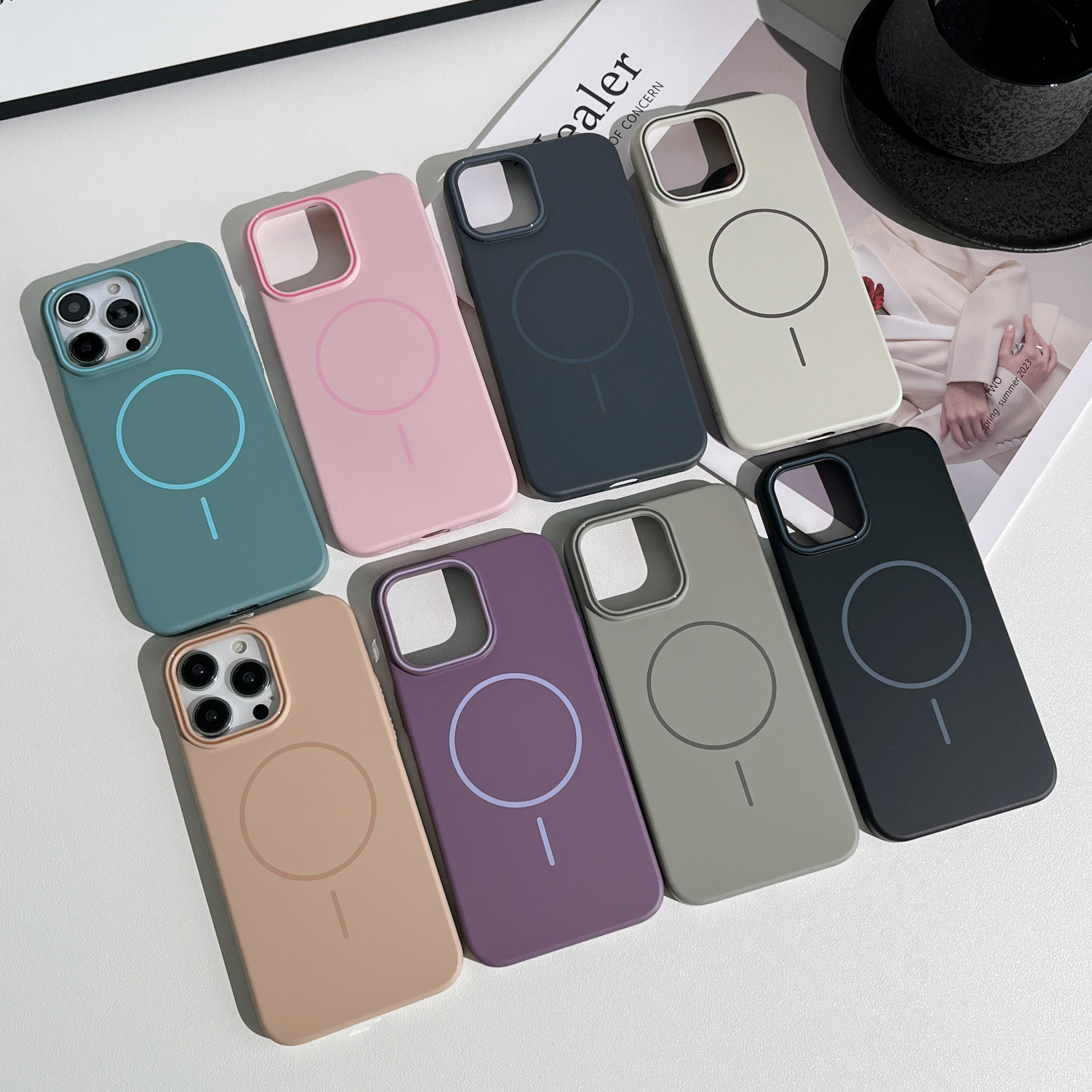 Luxury Solid Color Hard PC Magnetic Phone Case for iPhone 17 16 15 14 13 12 Pro Fashion Back Cover