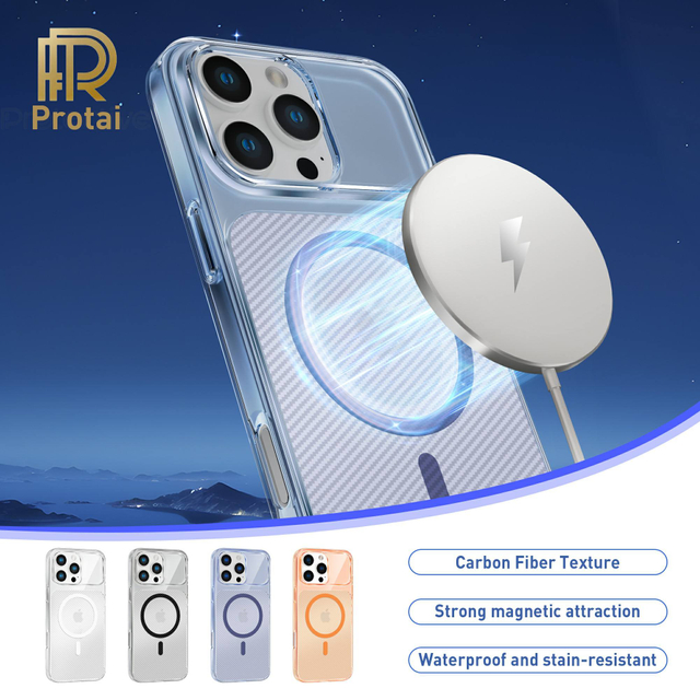 Niche Textured Premium Magnetic Minimalist Design 4 Colors Mobile PC Phone Case Wireless Charging for 17/16/15/14 Pro Max