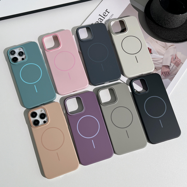 Magnetic Matte Hard PC Ultra-Thin Phone Case for iPhone 16 15 14 13 12 11 Pro Max Plus Fine Coil Case