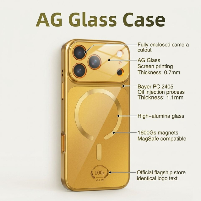 Luxury Golden Design Magnetic Shockproof PC Phone Case for 16 15 14 13 12