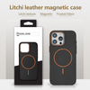 Luxury Premium Litchi Leather Phone Cover Shockproof Magnetic for IPhone17 Promax 16 15