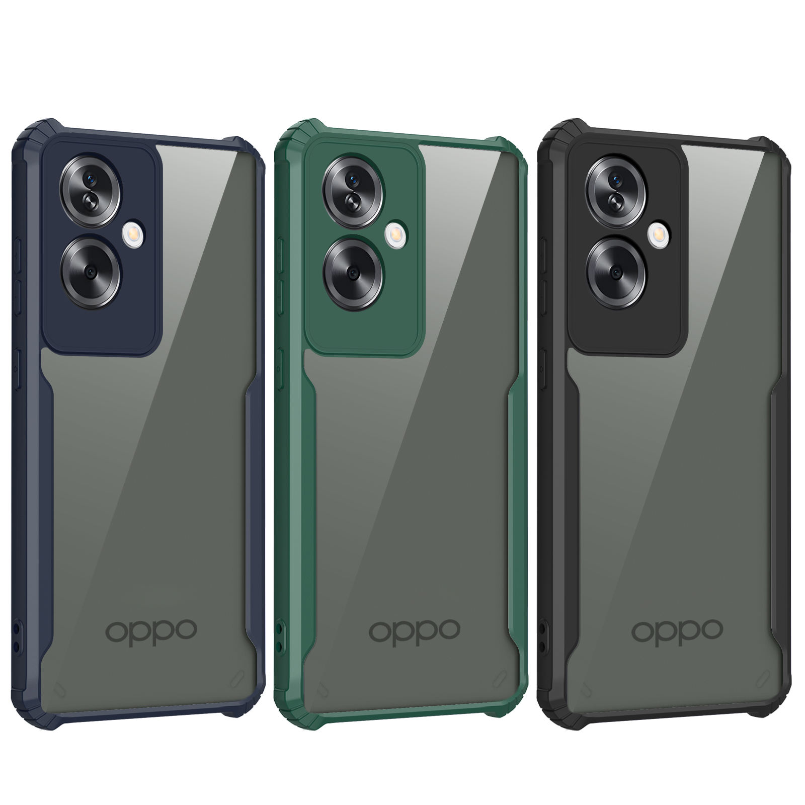 Wholesale 2-in-1 Transparent PC Back TPU Lens Protective Case Acrylic Shockproof Mobile Phone Cases for iPhone and OPPO