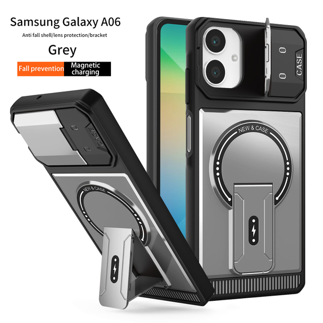 Premium Mechanical Cool Niche Shockproof Magnetic Phone Stand Window Case for Samsung A06 S25Ultra