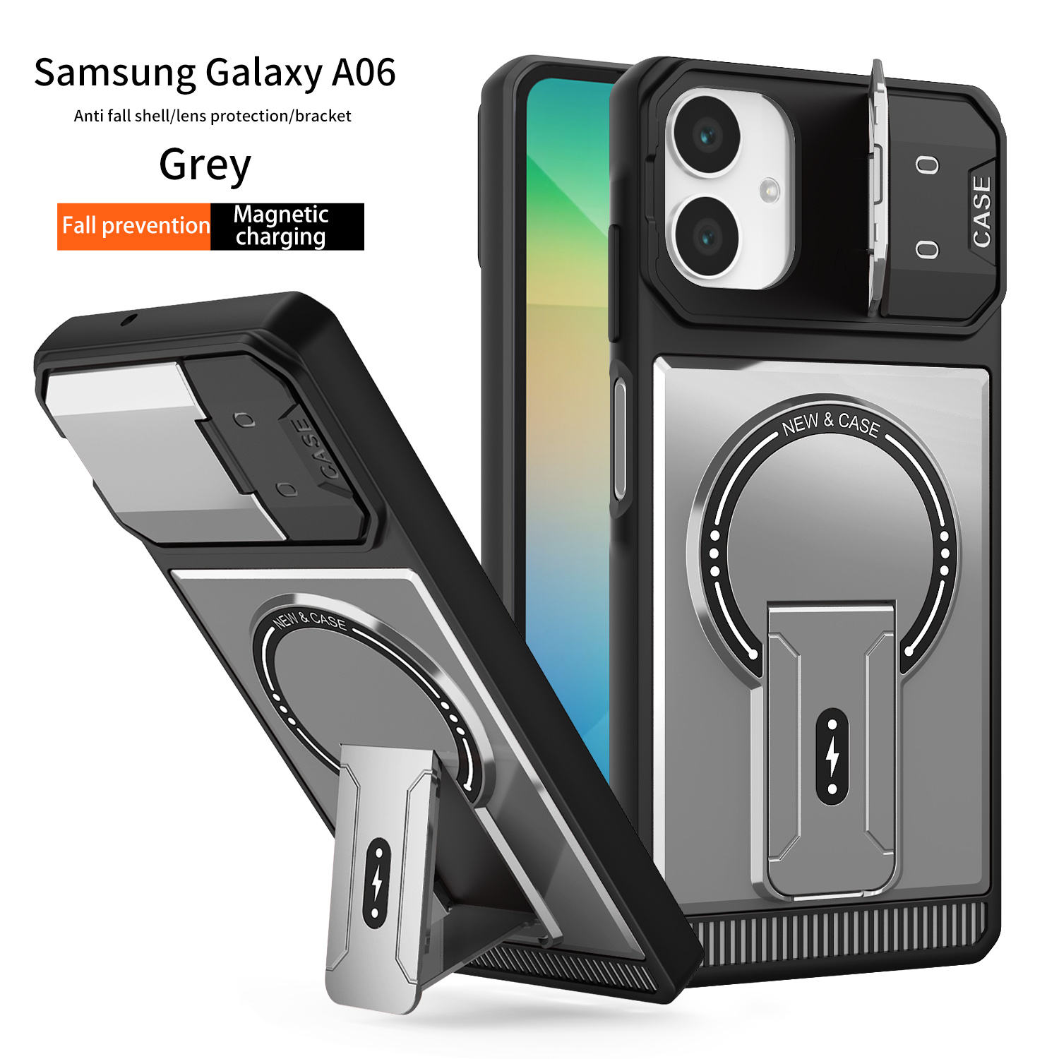 Premium Mechanical Cool Niche Shockproof Magnetic Phone Stand Window Case for Samsung A06 S25Ultra