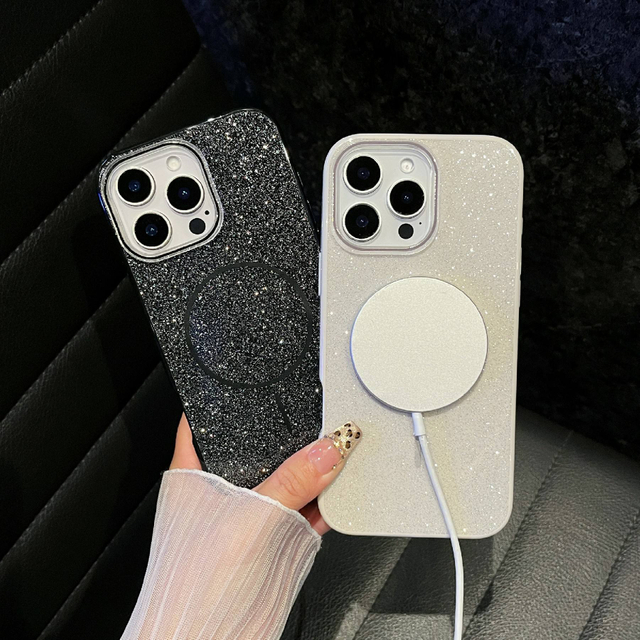 Classy Bule with Purple Color Bling Glitter Phone Cover Magnetic Mobile Phone Case for iPhone 17 16 Pro Max 15 Plus 14 13 12 11
