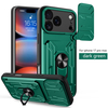 High Quality Armor Design TPU+PC Card Holder Shockproof Lens Protection Magnetic Kickstand Phone Case for