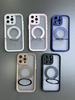 Transparent Frosting Rotatable Magnetic Kickstand PC Material Wireless Charging Phone Case for 7-17