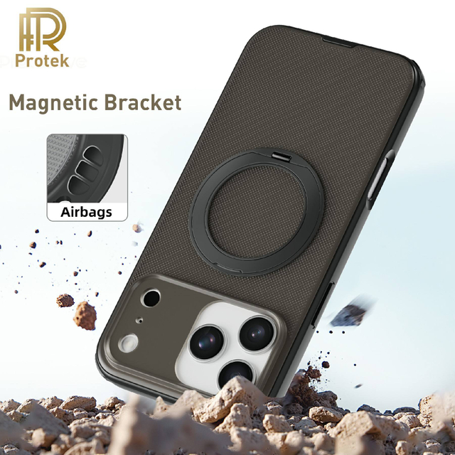 New Magnetic Phone Case with Stand - 4-Cavity TPU+PC Shockproof Cover for iPhone 17 Pro Max Skin Feel Mobile Phone Cases