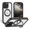 Premium Transparent Magnetic Ring TPU+PC Phone Case with Integrated Stand Minimalist Design for iPhone 16 17 Pro Max