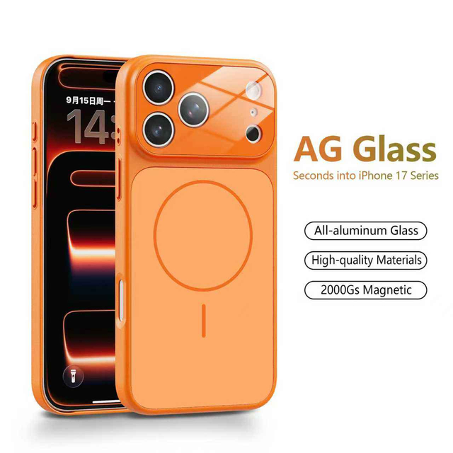 Magnetic AG Frosted Glass Back Cover Lens Film for iPhone 17 for iPhone 15 16 17 Pro Max Air Cases PC Mobile Phone Case