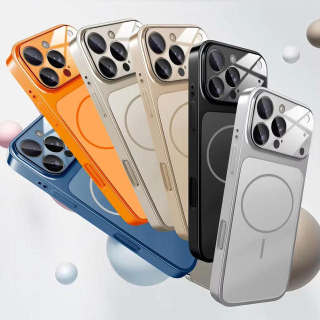 Original Color Magnetic PC Acrylic Premium Textured Minimalist Pure Color Phone Case Large Window for 17/16/15/14/13 Pro Max