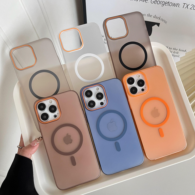 Ultra Slim Translucent PC Phone Case for iPhone 16 15 14 13 12 Magnetic Wireless Charging Matte Case
