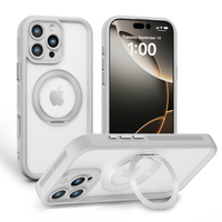 Premium Transparent Magnetic Ring TPU+PC Phone Case with Integrated Stand Minimalist Design for iPhone 16 17 Pro Max