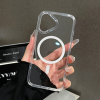 Clear Transparent Acrylic with TPU Wireless Charging Ultra Thin Back Cover for iPhone 17promax 16 15 14 13 Anti Yellowing