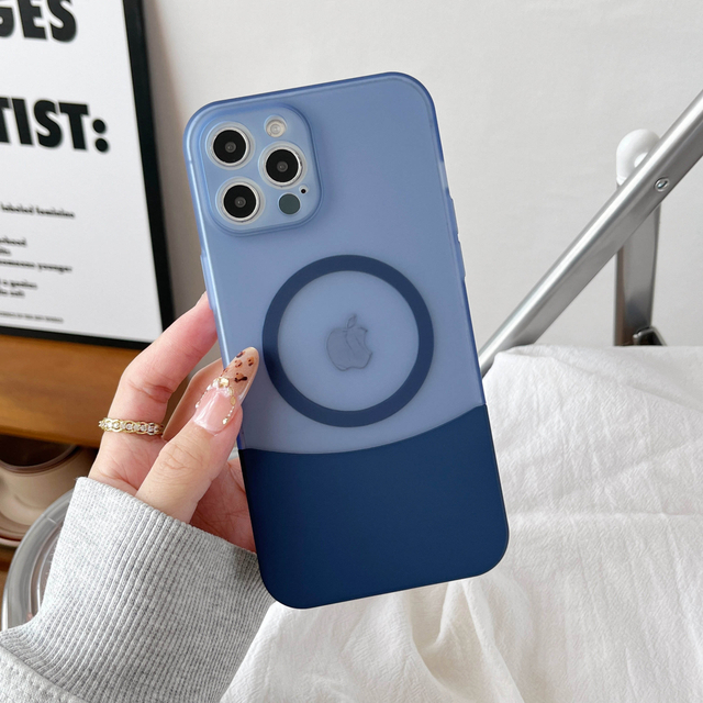2 in 1 Splicing Color Blocking PC Phone Case - Shockproof Magnetic Mobile Cover for IPhone17 16 15 Pro Max