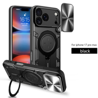 Hard PC TPU Phone Case with Slide Camera Protection for Samsung for iPhone 16 15 14 Pro Max Plus 16e Build-in Phone Holder