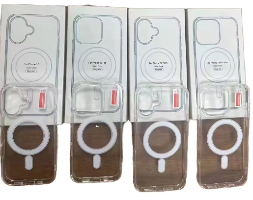 Wireless Charging Magnetic Ring for iPhone 15 Pro Max 16 Pro PC Transparent Colors Repeat Purchase Mobile Phone Cases