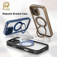 High Quality Frosted Matte PC Case with Wireless Charging Stand for iPhone 17 16 15 Pro Max Mobile Phone Cases