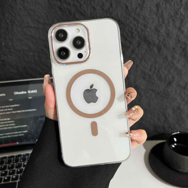 High Quality PC Phone Hard Case Transparent Magnetic Attraction Ins Style for IPhone13 14 15 16 17 Pro Max