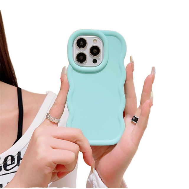 Custom Wavy Edge Soft Smart Phone Case for iPhone 15 16 Pro Max 14 Pro Max13 12 11 Xs Xr Candy Color Waterproof Shockproof