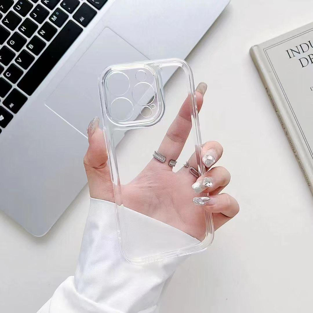 Transparent Anti-Shock Space Case with Acrylic Clear Phone Case for iPhone 11 12 13 14 15 16 Pro Plus