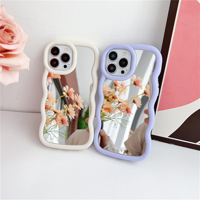 Ins Style Full Coverage Mirror Phone Cover Cute Girls Fashion Back Case for iPhone for Samsung Mobile Phones