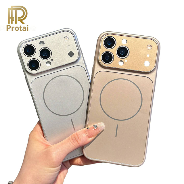 Phone Case for Samsung S23 ultra S24 S25 S26 Ultra Matte Magnetic Shockproof Plated Hard Cover With Glass Lens Protection
