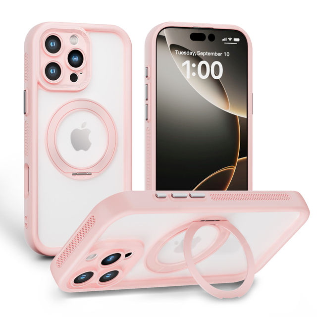Transparent Frosting Rotatable Magnetic Kickstand PC Material Wireless Charging Phone Case for 7-17