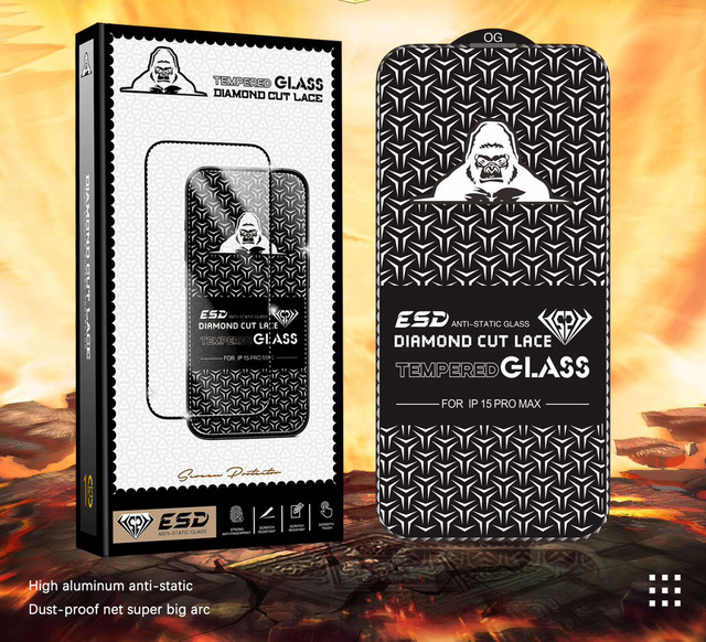 HD Diamond-Cut Lace Tempered Glass Phone Screen Protector Dust-proof and Anti-Static for Mobile Phones
