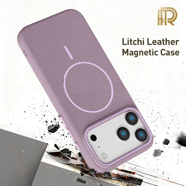 Luxury Premium Litchi Leather Phone Cover Shockproof Magnetic for IPhone17 Promax 16 15