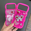 Custom 3D Embossed Soft TPU Plush Fabric Epoxy Resin Phone Case Cute Cartoon and Flower Full Cover Back Shell for iPhone Samsung
