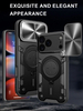 Hard PC TPU Phone Case with Slide Camera Protection for Samsung for iPhone 16 15 14 Pro Max Plus 16e Build-in Phone Holder